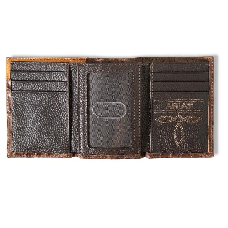 Ariat Ariat Croc Print Floral Embossed Trifold Wallet