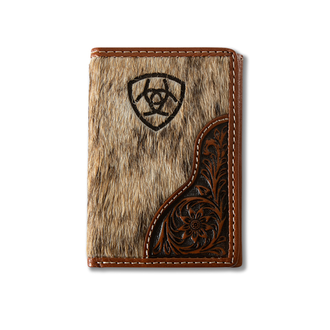Ariat Ariat Laser Etched Shield Hair On Trifold Wallet