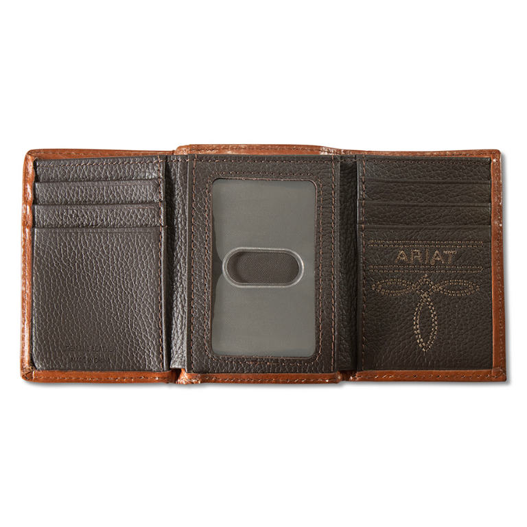 Ariat Ariat Laser Etched Shield Hair On Trifold Wallet