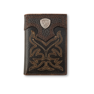 Ariat Ariat Premium Brand Brown Overlay Trifold Wallet