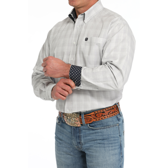 Cinch Cinch Plaid Print L/S Shirt - Grey/White