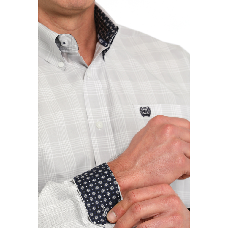 Cinch Cinch Plaid Print L/S Shirt - Grey/White