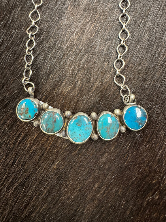 Indian Touch Of Gallup Navajo Handmade Egyptian Turquoise Necklace