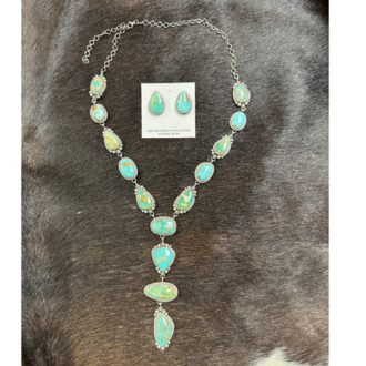 Indian Touch Of Gallup Navajo Handmade Royston Turquoise Necklace Set