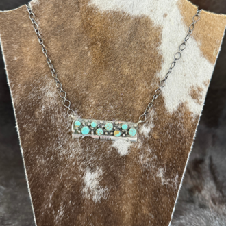 Indian Touch Of Gallup Navajo Handmade Kingman Turquoise Necklace