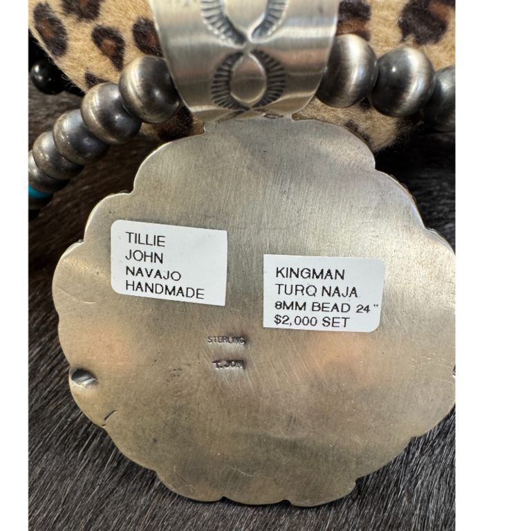 Indian Touch Of Gallup Navajo Handmade Kingman Turquoise Necklace