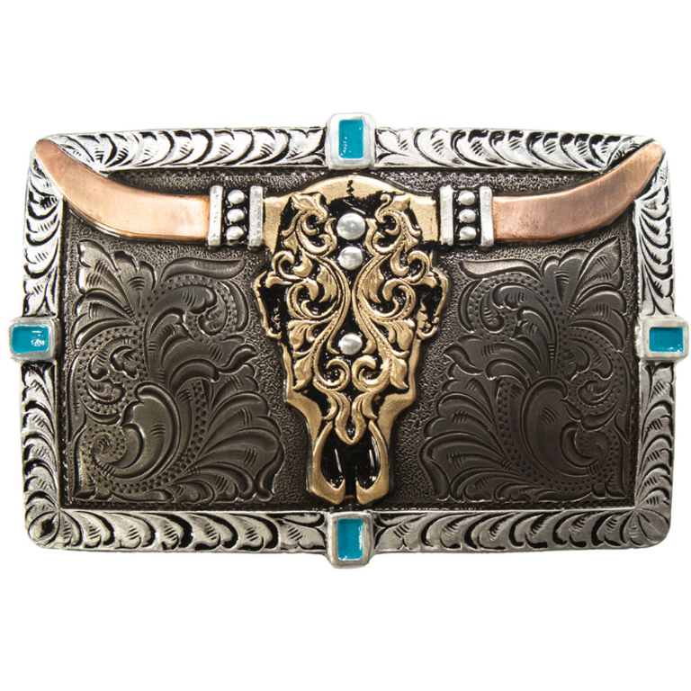 Crumrine Crumrine Cow Skull Turquoise Buckle