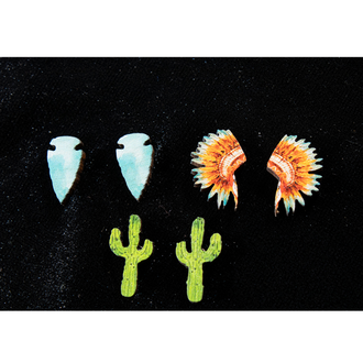 Silver Strike Silver Strike - Arrowhead, Head Dress and Cactus Earrings - 3 Piece Set