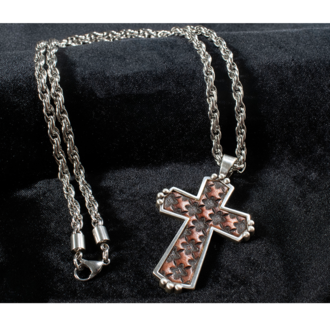 Silver Strike Silver Strike Leather Inlay Cross Necklace