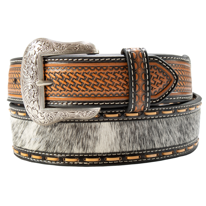 Nocona Ladies Turquoise Inlay Leather Belt – N3410433 – Western Floral Brown Adjustable