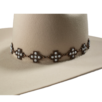 3D 3D 1" White Stone Cross Hatband