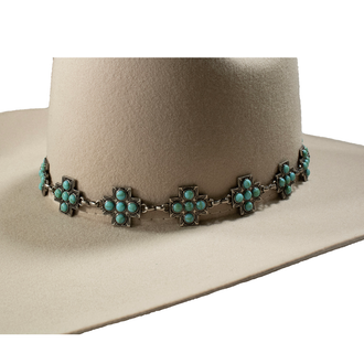 3D 3D 1" Turquoise Cross Stone Hatband