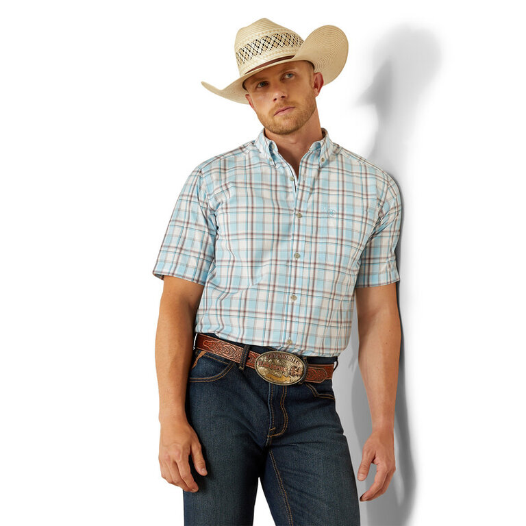 Ariat Ariat Pro Geoffrey S/S Shirt - Light Turquoise Plaid