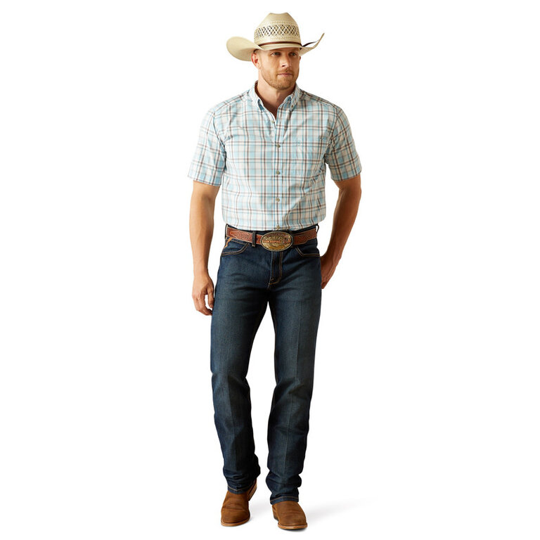 Ariat Ariat Pro Geoffrey S/S Shirt - Light Turquoise Plaid