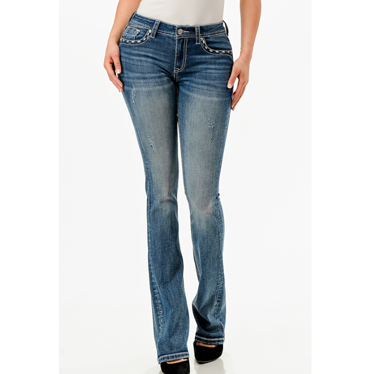 Grace in LA Grace In LA Butterfly Pocket Boot Cut Jeans - 32" Inseam