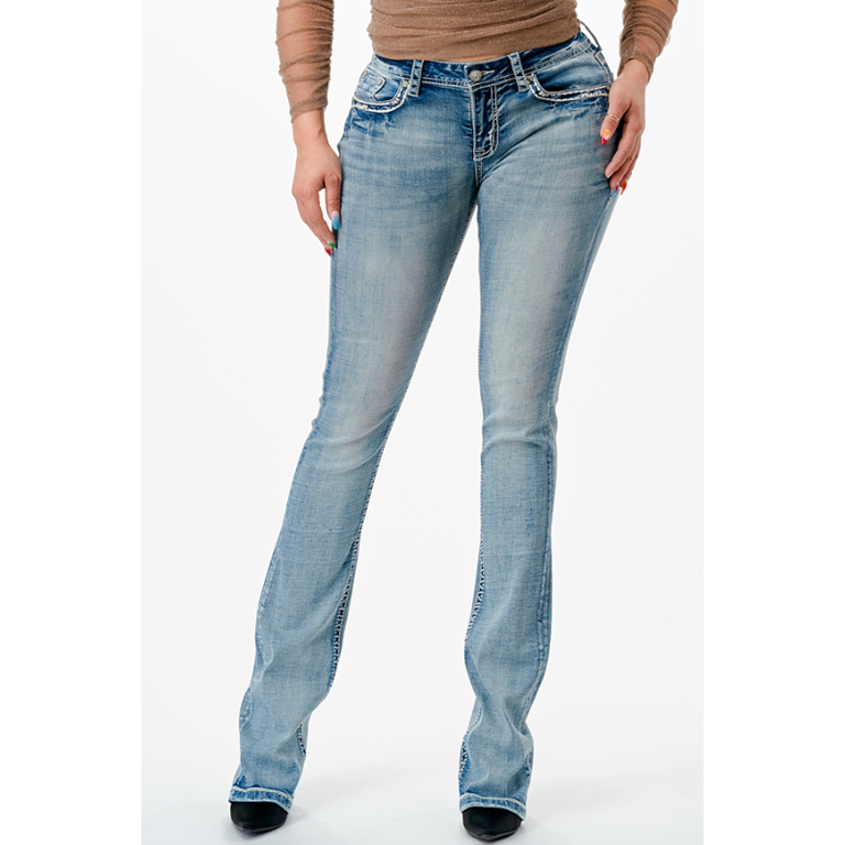 Grace in LA Grace In LA Steer Head Pocket Boot Cut Jeans