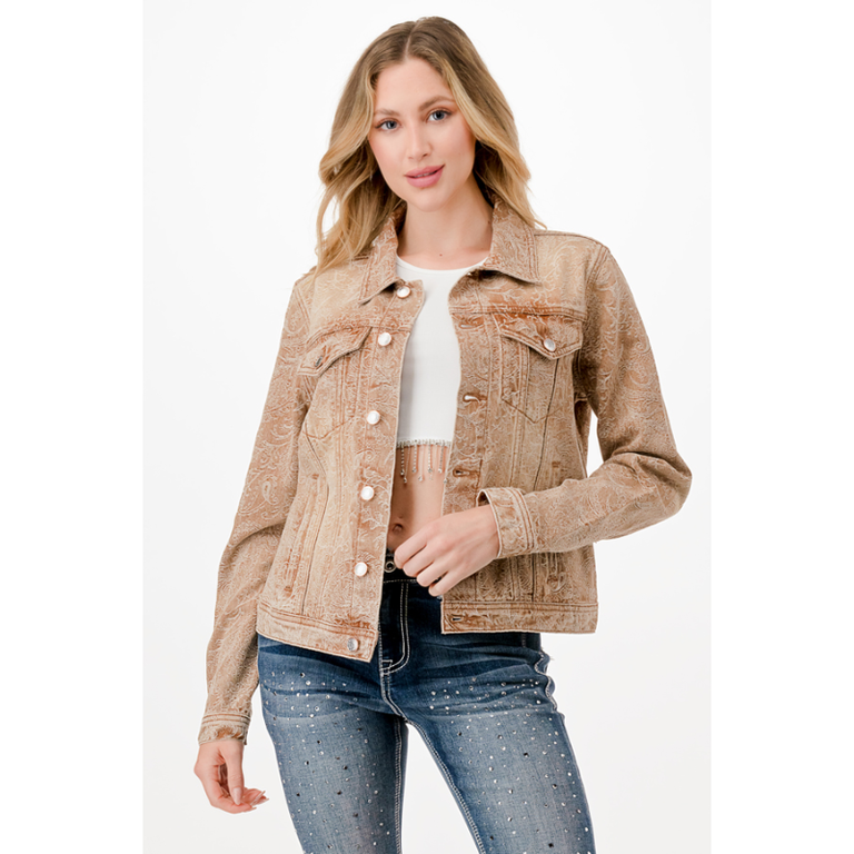 Grace in LA Grace In LA 3D Lace Print Jacket