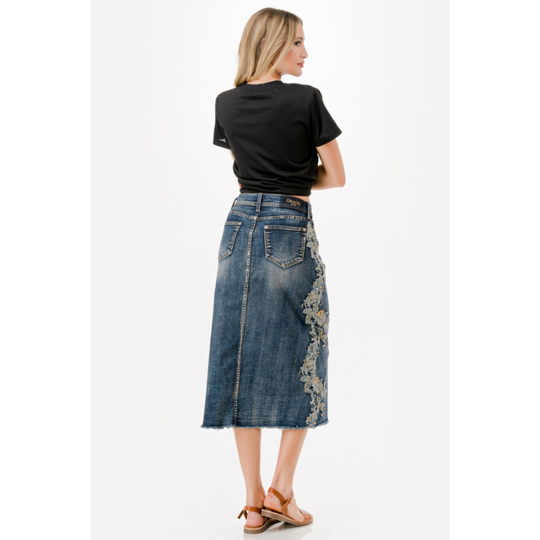 Grace in LA Grace In LA Floral Embroidered Skirt
