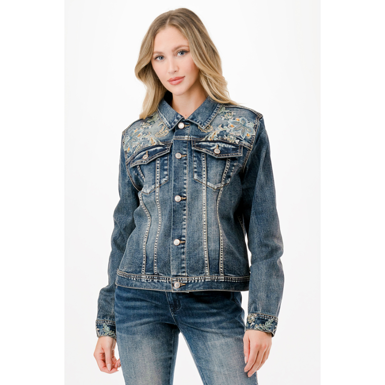 Grace in LA Grace In LA Floral Embroidered Jacket