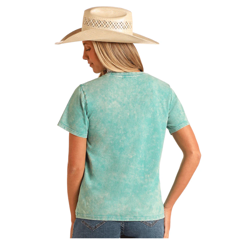 Rock and Roll Rock And Roll Let's Get Ranchy Longhorn Tshirt - Teal