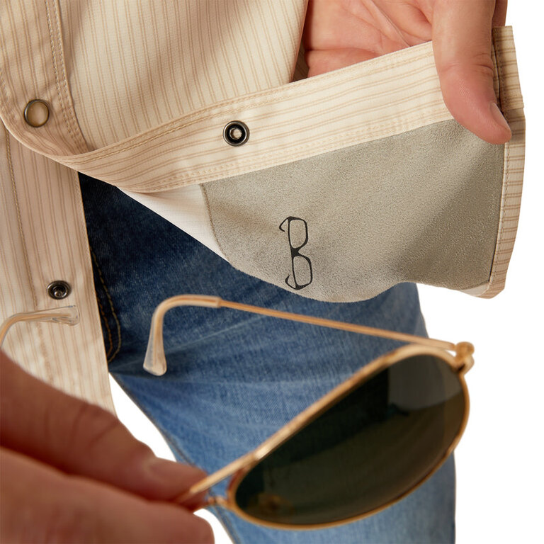 Ariat Ariat VentTek Fitted Snap S/S Shirt - Tan Stripe
