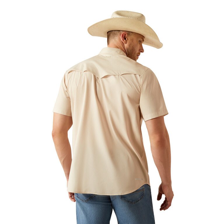 Ariat Ariat VentTek Fitted Snap S/S Shirt - Tan Stripe
