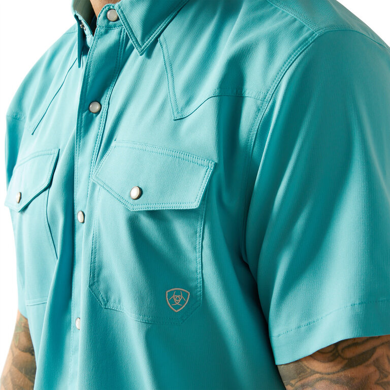 Ariat Ariat VentTek Fitted Snap S/S Shirt - Maui Blue