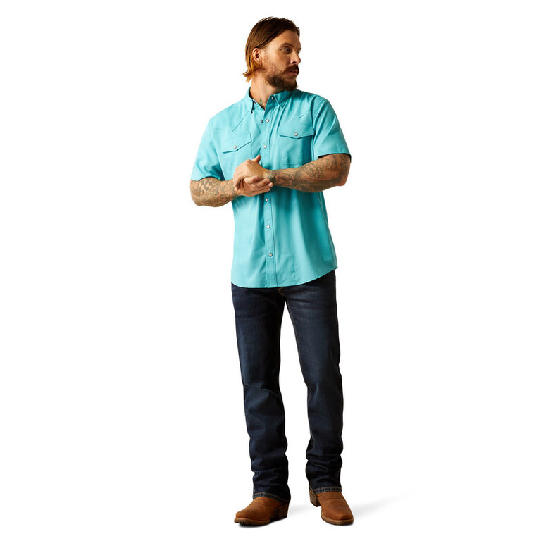 Ariat Ariat VentTek Fitted Snap S/S Shirt - Maui Blue
