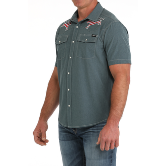 Cinch Cinch American Bronc S/S Camp Shirt - Blue