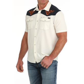 Cinch Cinch Western Floral S/S Camp Shirt - Cream/Navy