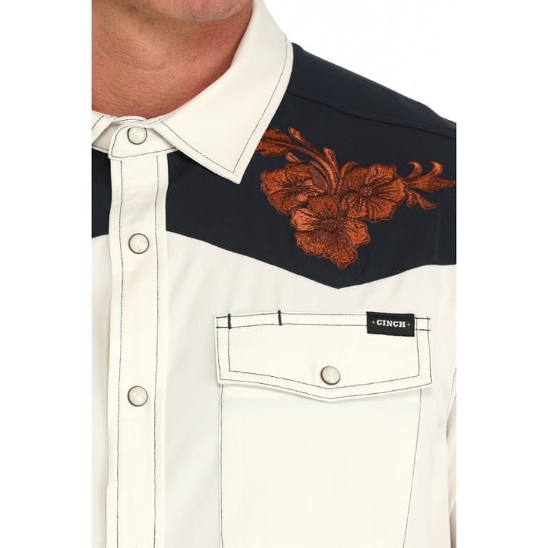 Cinch Cinch Western Floral S/S Camp Shirt - Cream/Navy