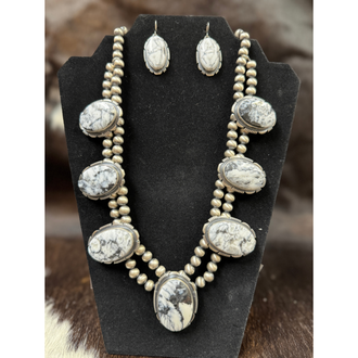 Indian Touch Of Gallup Indian Touch Of Gallup Navajo Handmade White Buffalo Necklace Set - Rick Tolino Designer