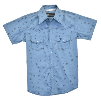 Cowboy Hardware Cowboy Hardware Branding Iron S/S Snap Shirt - Indigo Blue