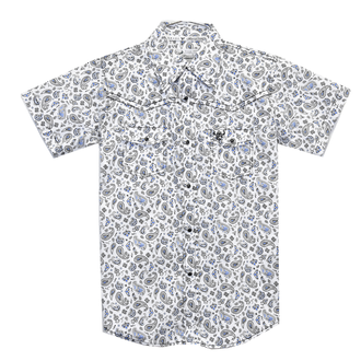 Cowboy Hardware Cowboy Hardware Scattered Paisley Print S/S Shirt - White/Blue