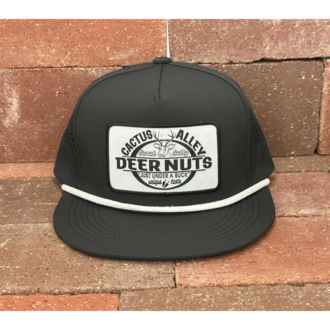 Cactus Alley Hat Co Cactus Alley "Deer Nuts" Cap - Black Laser Holes/White Rope