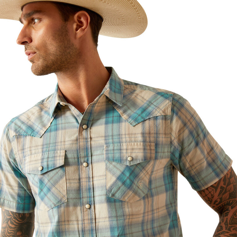 Ariat Ariat Howland Retro Snap S/S Shirt - Turquoise
