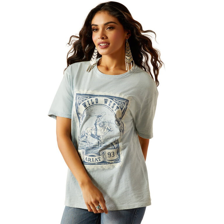 Ariat Ariat Wild West Stamp S/S Tshirt - Bleached Blue