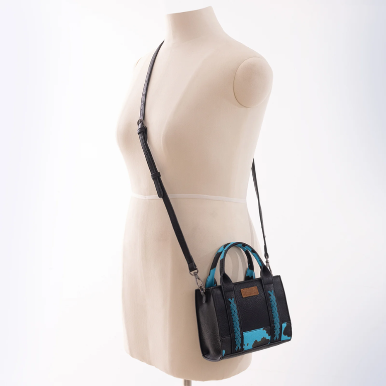Wrangler Wrangler Cow Print Mini Tote/Crossbody - Turquoise