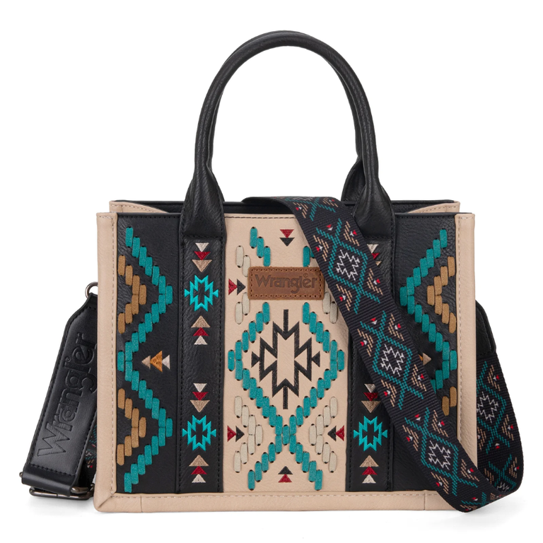 Wrangler Wrangler Aztec Embroidered Tote/Crossbody - Black