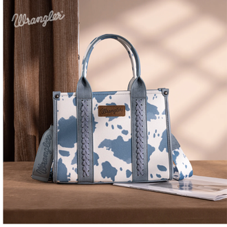 Wrangler Wrangler Cow Print Concealed Carry Tote/Crossbody - Blue