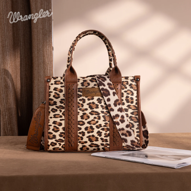 Wrangler Wrangler Leopard Print Concealed Carry Tote/Crossbody - Brown