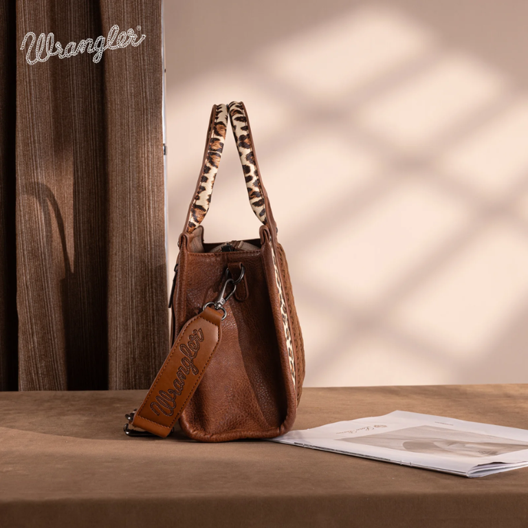 Wrangler Wrangler Leopard Print Concealed Carry Tote/Crossbody - Brown