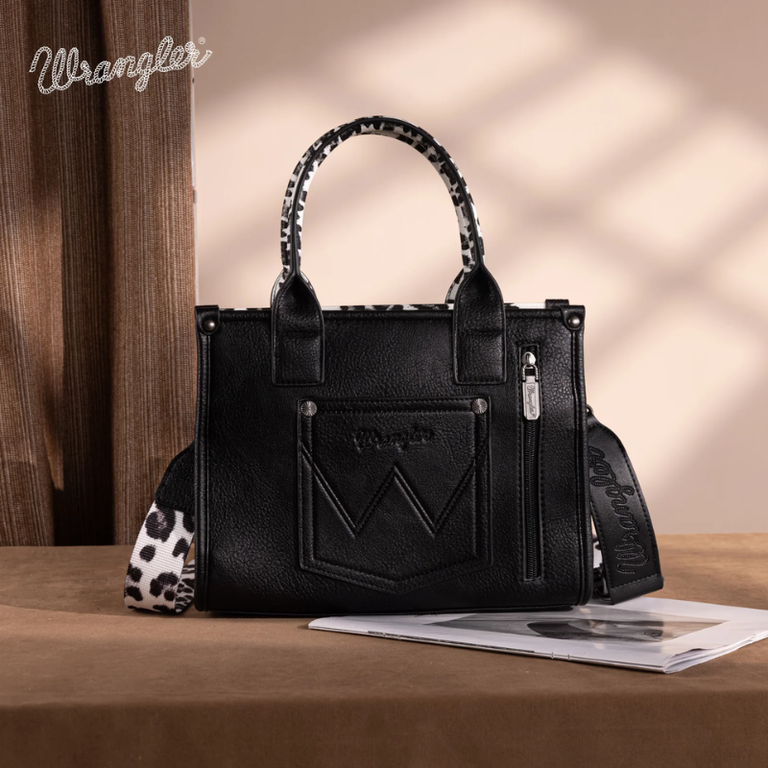 Wrangler Wrangler Leopard Print Concealed Carry Tote/Crossbody - Black
