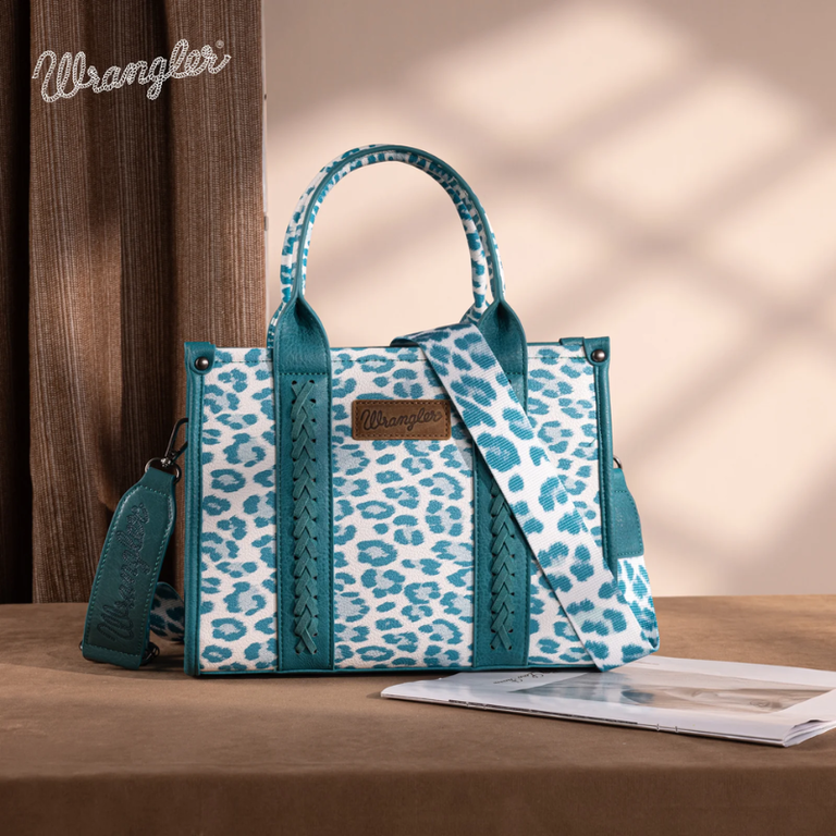 Wrangler Wrangler Leopard Print Concealed Carry Tote/Crossbody - Turquoise