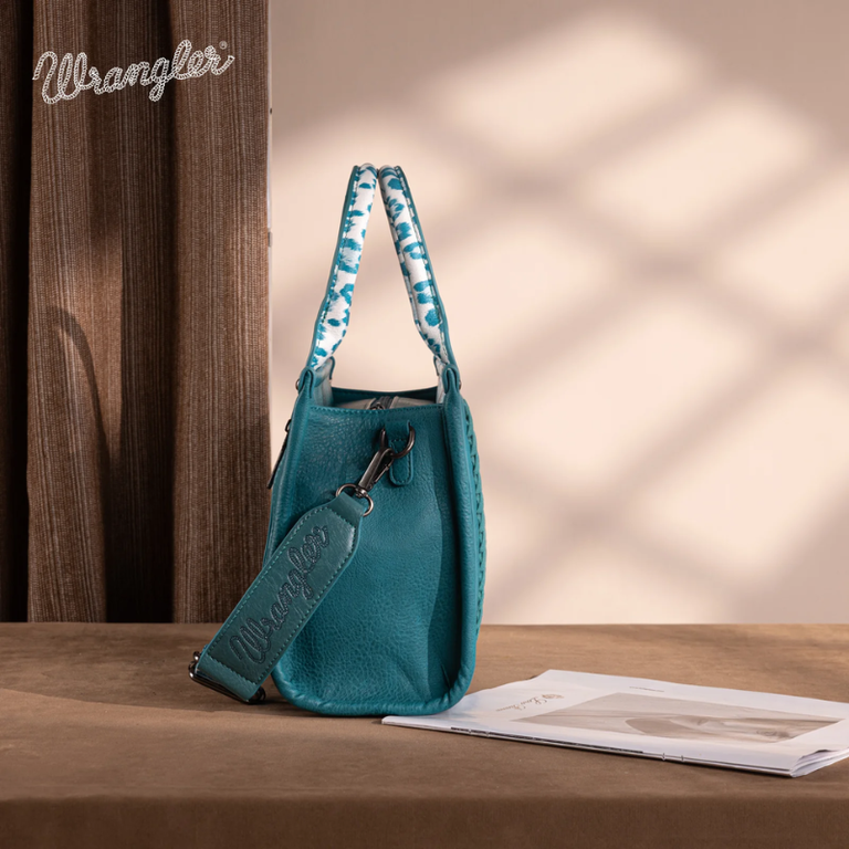 Wrangler Wrangler Leopard Print Concealed Carry Tote/Crossbody - Turquoise