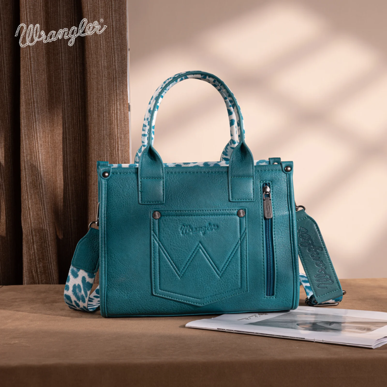 Wrangler Wrangler Leopard Print Concealed Carry Tote/Crossbody - Turquoise