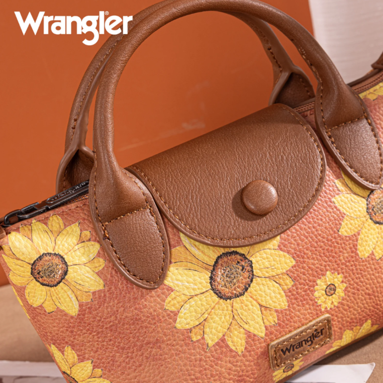 Wrangler Wrangler Sunflower Print Mini Top Handle Crossbody - Brown