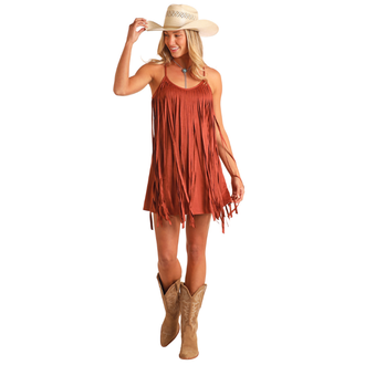 Rock and Roll Rock And Roll Microsuede Fringe Dress - Camel