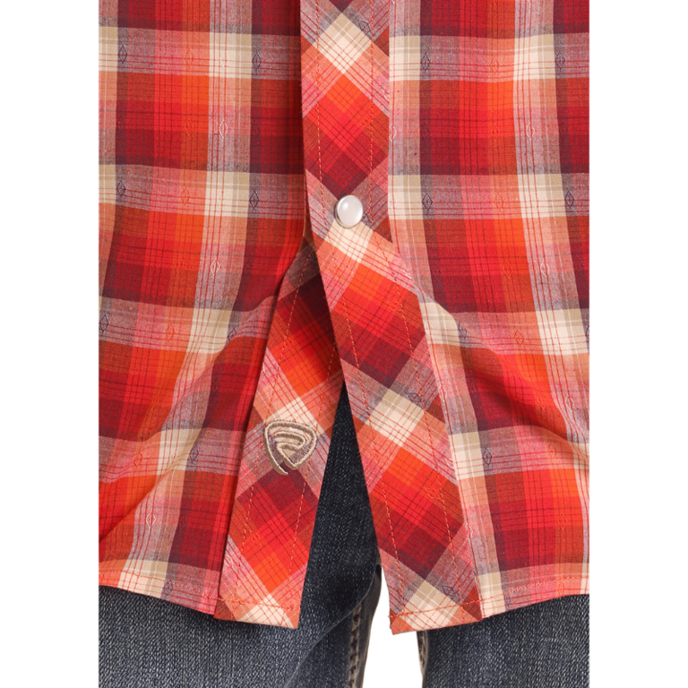 Rock and Roll Rock And Roll Plaid Dobby S/S Snap Shirt - Red