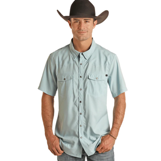 Rock and Roll Rock And Roll Ripstop Snap S/S Shirt - Aqua